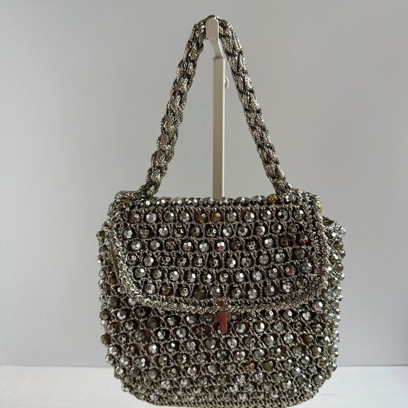 Barbara Lee Metallic Thread Beaded Purse Made in Italy - Picture 15 of 16